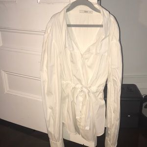 White poplin Prada top.